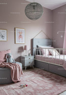 Cute Children's Bedroom with Pink Decor and Soft Lighting