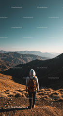 Mountain Hiking Adventure with Backpacker in Rugged Landscape