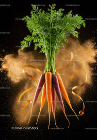 Bundle of vibrant fresh carrots with lush green tops