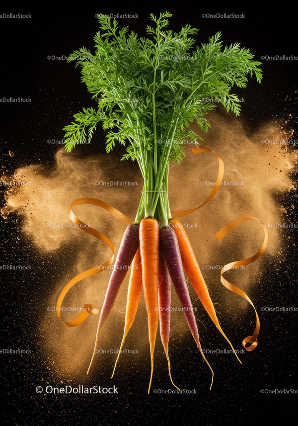 Bundle of vibrant fresh carrots with lush green tops