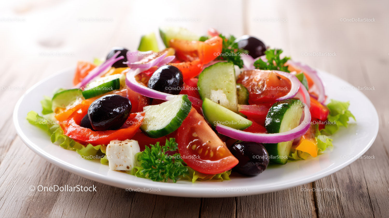 Fresh Vegetable Salad with Cherry Tomatoes Cucumber and Onions