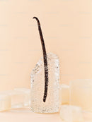 Vanilla Bean Embedded in Clear Ice Cube Close Up