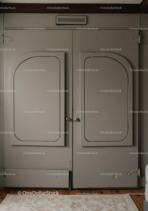 Double Gray Metal Doors in Indoor Setting for Interior Design