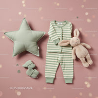 Soft baby pajamas with plush bunny and cushion