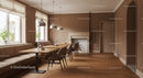 Modern Cozy Dining Room with Wooden Flooring and Pendant Lights