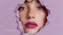 Close-Up Portrait of a Glamorous Model with Pink Lipstick