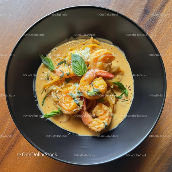 Creamy Shrimp Pasta with Fresh Basil and Cherry Tomatoes