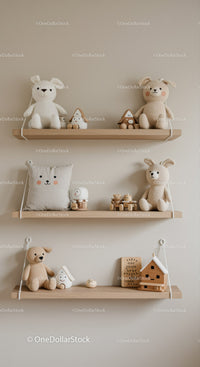 Children's Plush Toy Shelf Decor with Cozy Soft Stuffed Animals