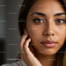 Close Up of Woman with Brown Eyes and Flawless Skin