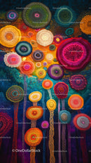 Colorful Circular Crochet Wall Art Textile Decorations