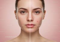 Close-Up of Young Woman with Clear Skin Showing Skin Acne Treatment
