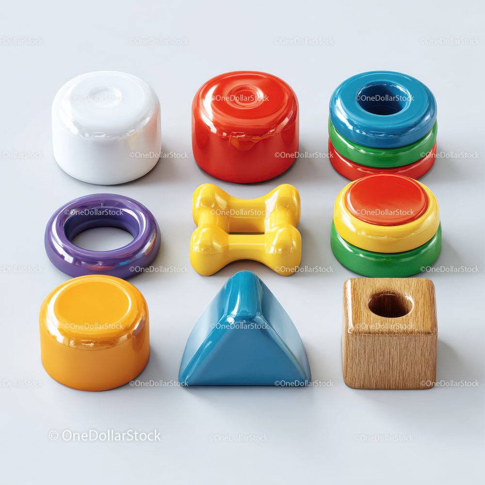 Colorful Plastic Stacking Toys Set with Vibrant Geometric Shapes for Kids
