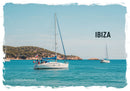 Sailing Yacht Anchored in Calm Blue Waters Off Ibiza Coast
