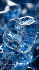 Close-Up of Melting Blue Ice Cubes