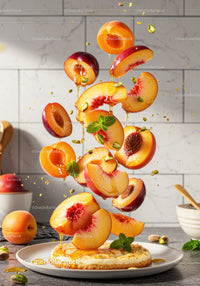 Fresh nectarines and apricots with honey splash