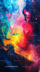 Abstract Fluid Art with Vibrant Color Swirls and Dynamic Textures