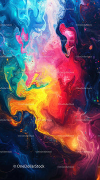 Abstract Fluid Art with Vibrant Color Swirls and Dynamic Textures