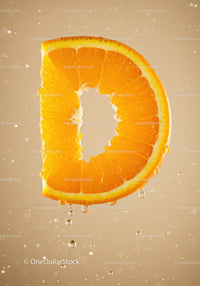 Juicy orange slice dripping fresh citrus droplets