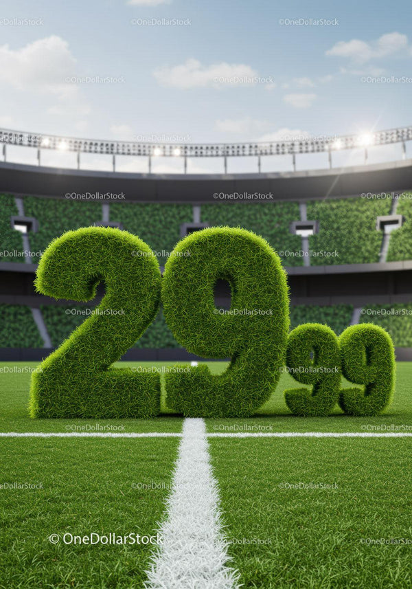 Green Percentage Numbers on Sports Field Turf