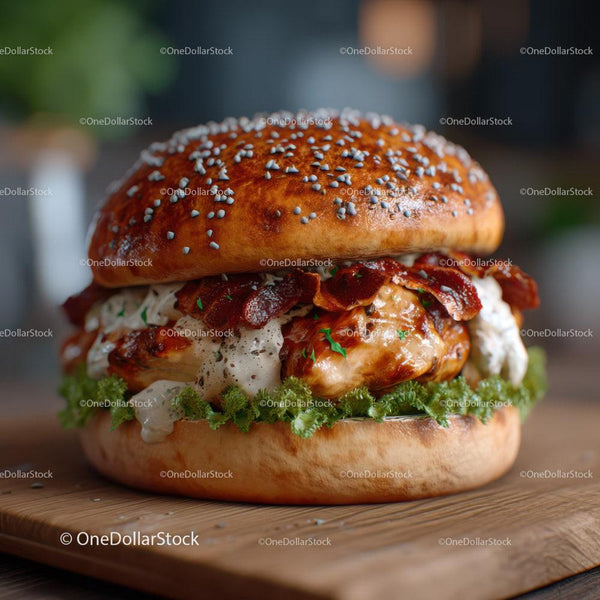 Pyszny Burger Gourmet z Grillowanym Kurczakiem i Chrupiącym Bekonem
