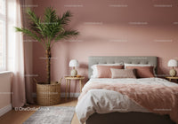 Stylish Bedroom with Pink Wall and Indoor Palm in Modern Interior