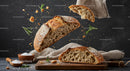 Rustic artisan bread with fresh rosemary and salt