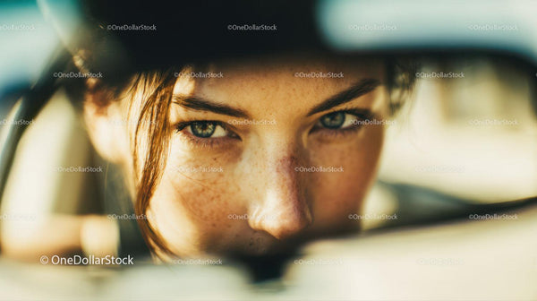 Close-Up of Woman with Blue Eyes and Freckles Wearing Sunglasses