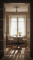 Cozy breakfast nook by sunlit window