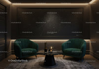 Cozy modern lounge with green velvet armchairs