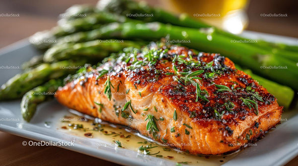 Gourmet Salmon Fillet with Asparagus and Lemon Herb Sauce