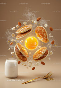 Flying Pancakes with Honey and Fresh Ingredients