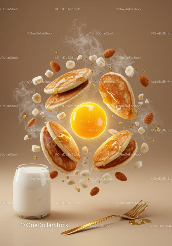 Flying Pancakes with Honey and Fresh Ingredients
