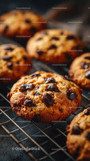 Freshly Baked Chocolate Chip Cookies on Cooling Rack