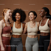 Happy diverse women in sportswear sharing a joyful moment