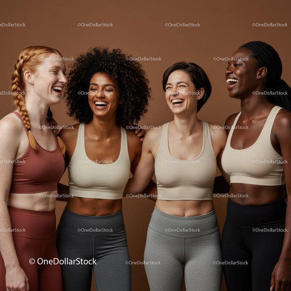 Happy diverse women in sportswear sharing a joyful moment