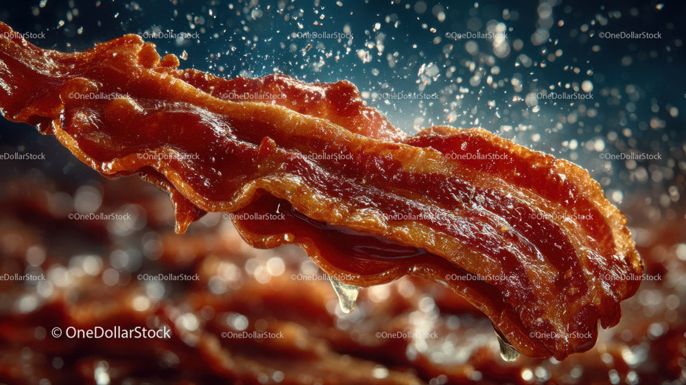Crispy Bacon Strip Sizzling with Juicy, Rich Texture