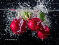 Red Radish with Water Splash in Fresh and Vibrant Scene