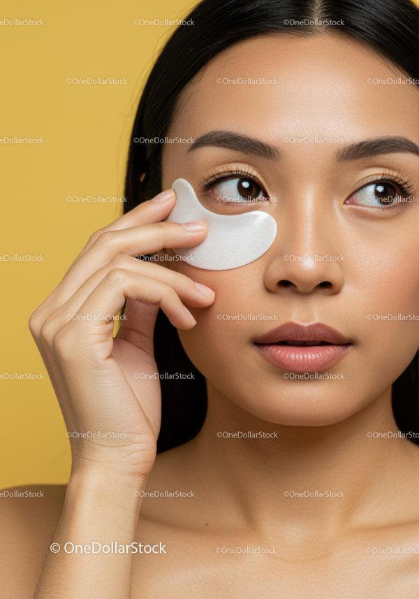 Young Woman Applying Eye Mask for Skincare and Beauty Routine