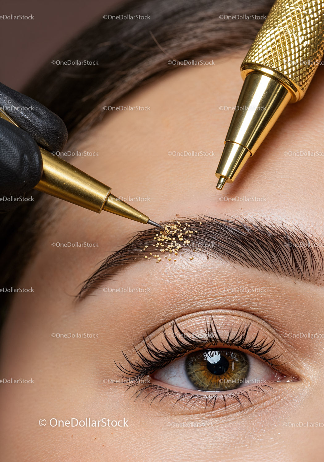 Close-up of Eyebrow Microblading Procedure by Professional Technician