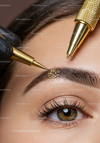 Close-up of Eyebrow Microblading Procedure by Professional Technician