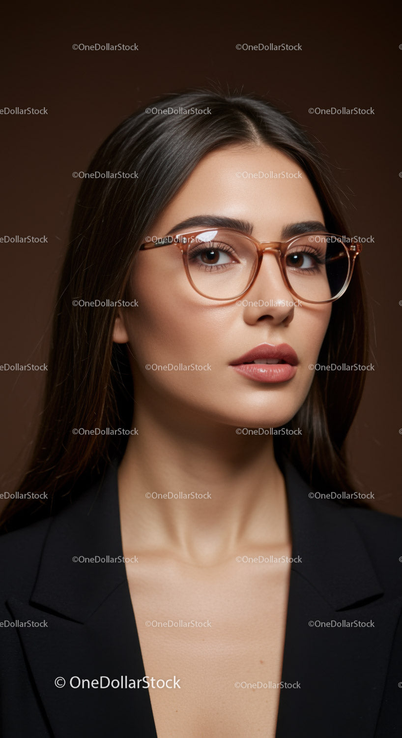 Stylish Woman Wearing Glasses in Professional Fashion Portrait