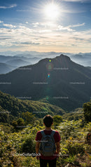 Breathtaking Mountain Landscape with Sunlit Peaks and Lush Forest