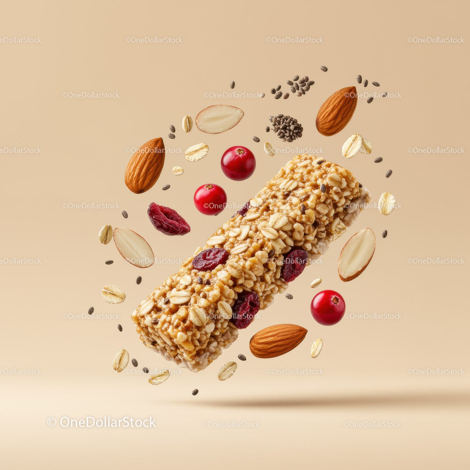 Healthy Granola Bar with Nuts and Berries Ingredients