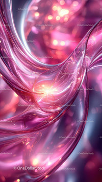 Elegant Abstract Pink Glass Swirl with Light Effects