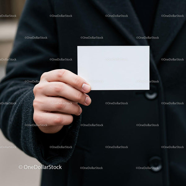 Person Holding Blank White Card for Business or Message JPG Mockup Image