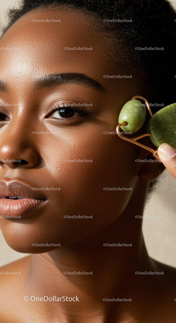 Portrait of an African American Woman with Glowing Skin and Natural Afro Hair