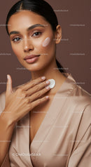 Portrait of a Young Woman Applying Facial Moisturizer for Beautiful Skin