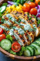 Grilled Chicken Breast with Herb Sauce and Fresh Vegetable Salad