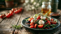 Fresh Caprese Salad with Cherry Tomatoes Mozzarella and Basil