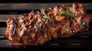 Colorful Grilled Meat and Vegetable Skewers on Barbecue Grill